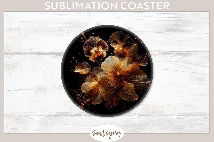Glowing Pansies v4 Round Coaster Sublimation example image 1