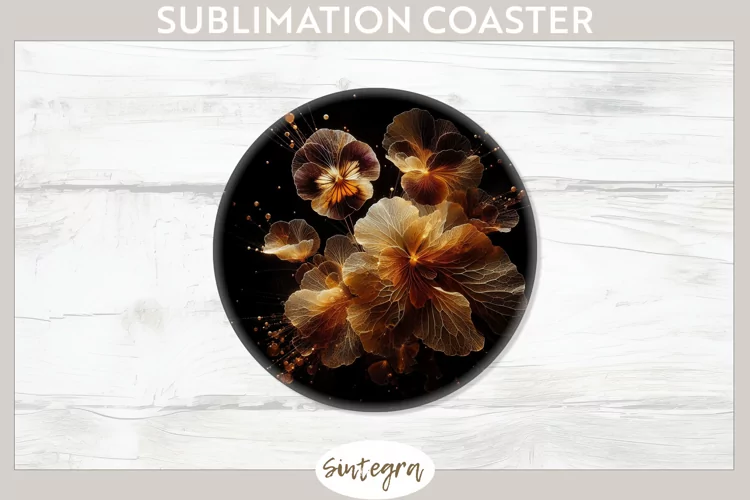 Glowing Pansies v4 Round Coaster Sublimation