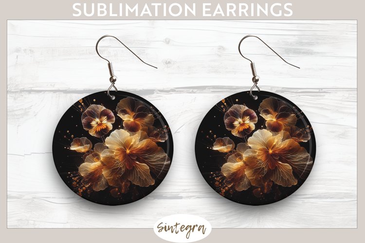 Glowing Pansies v4 Round Earrings Sublimation
