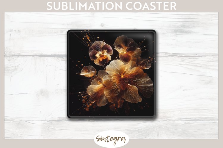 Glowing Pansies v4 Square Coaster Sublimation example image 1