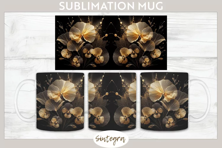 Glowing Pansies v5 Mug Wrap Sublimation