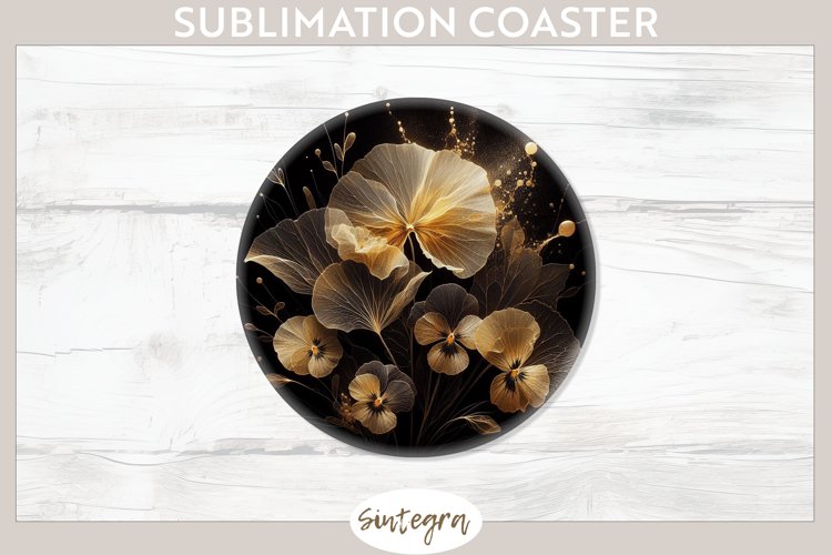 Glowing Pansies v5 Round Coaster Sublimation example image 1
