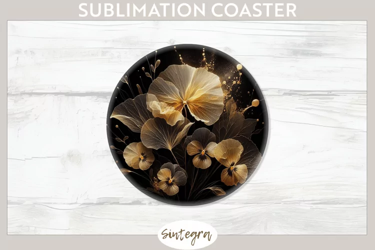 Glowing Pansies v5 Round Coaster Sublimation