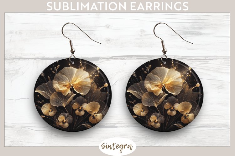 Glowing Pansies v5 Round Earrings Sublimation