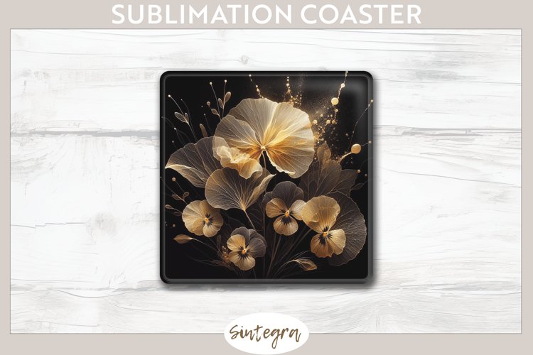 Glowing Pansies v5 Square Coaster Sublimation example image 1
