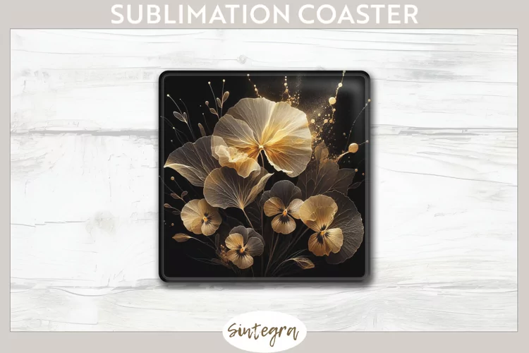 Glowing Pansies v5 Square Coaster Sublimation