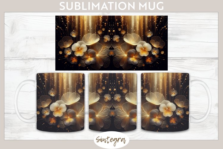Glowing Pansies v6 Mug Wrap Sublimation example image 1