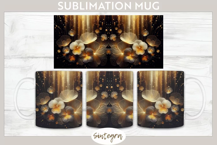 Glowing Pansies v6 Mug Wrap Sublimation