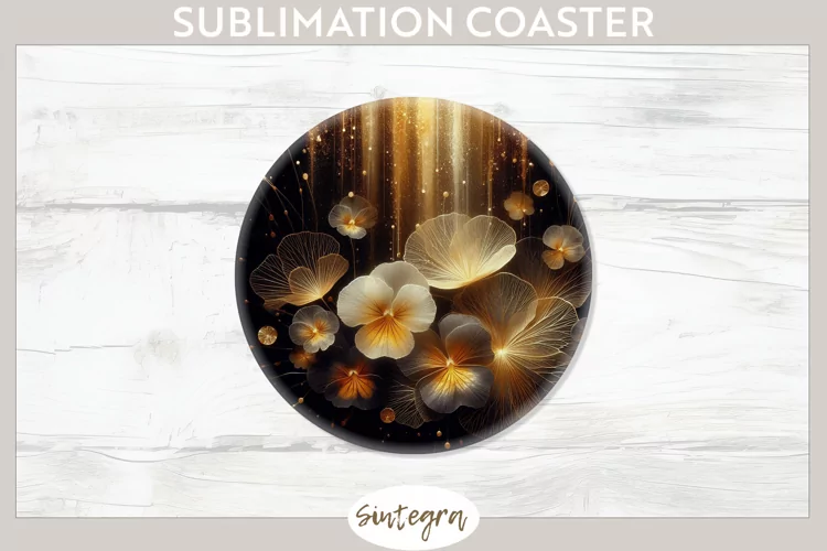 Glowing Pansies v6 Round Coaster Sublimation