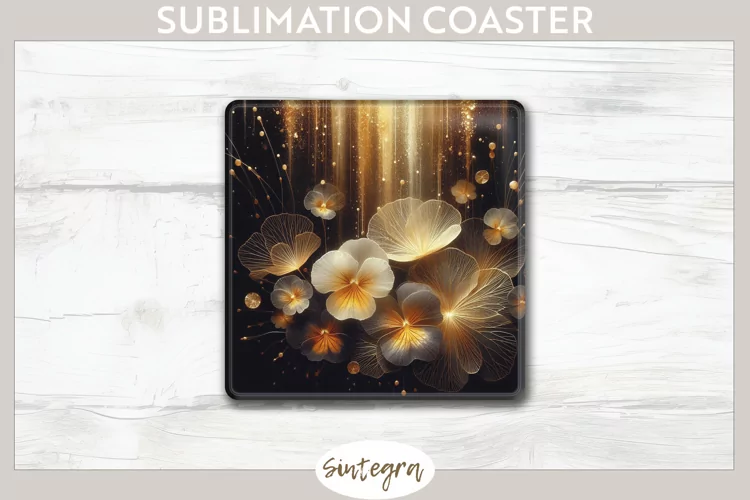 Glowing Pansies v6 Square Coaster Sublimation