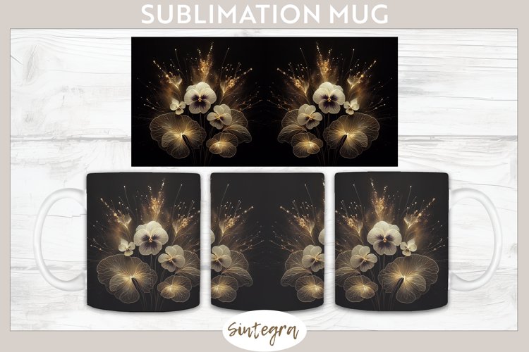 Glowing Pansies v7 Mug Wrap Sublimation example image 1