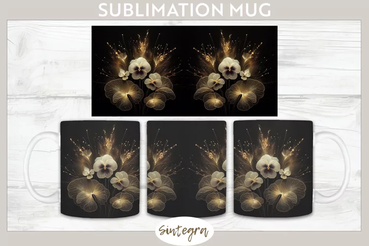 Glowing Pansies v7 Mug Wrap Sublimation