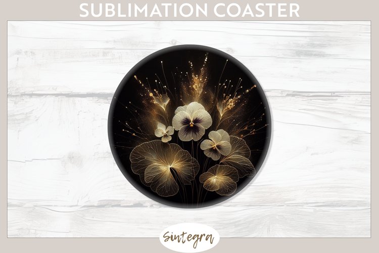 Glowing Pansies v7 Round Coaster Sublimation example image 1