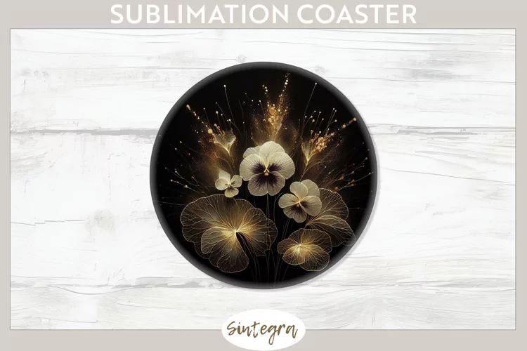 Glowing Pansies v7 Round Coaster Sublimation