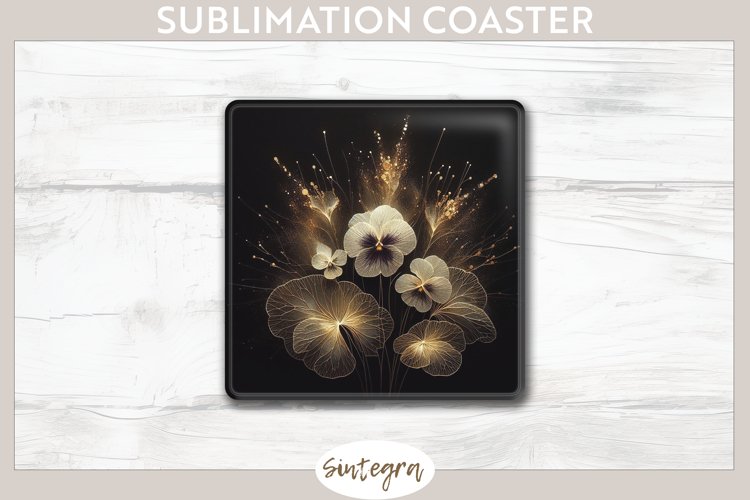 Glowing Pansies v7 Square Coaster Sublimation example image 1