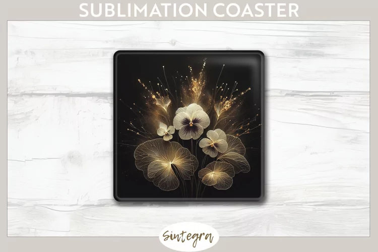 Glowing Pansies v7 Square Coaster Sublimation