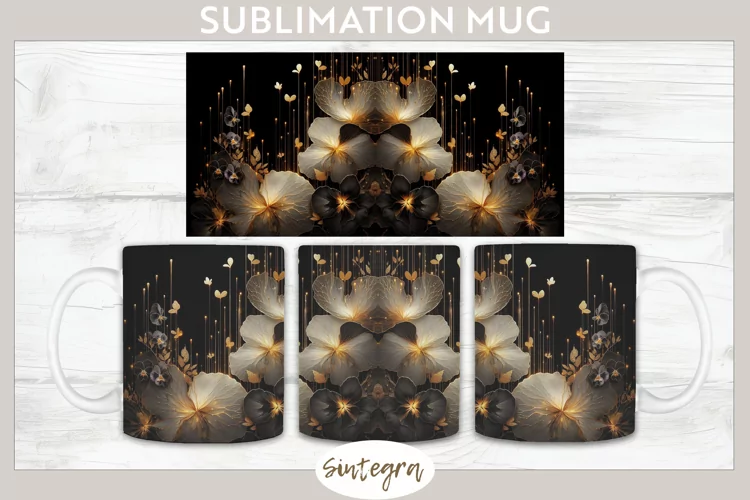 Glowing Pansies v8 Mug Wrap Sublimation