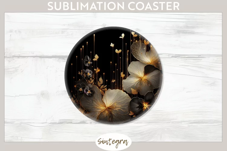 Glowing Pansies v8 Round Coaster Sublimation