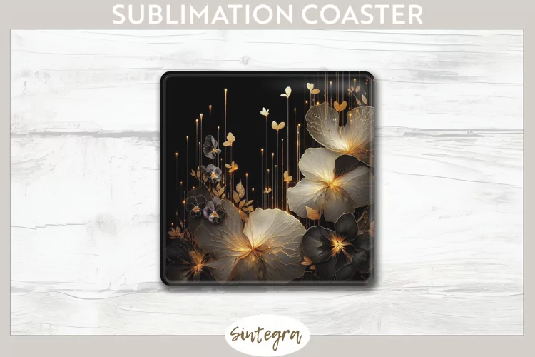 Glowing Pansies v8 Square Coaster Sublimation