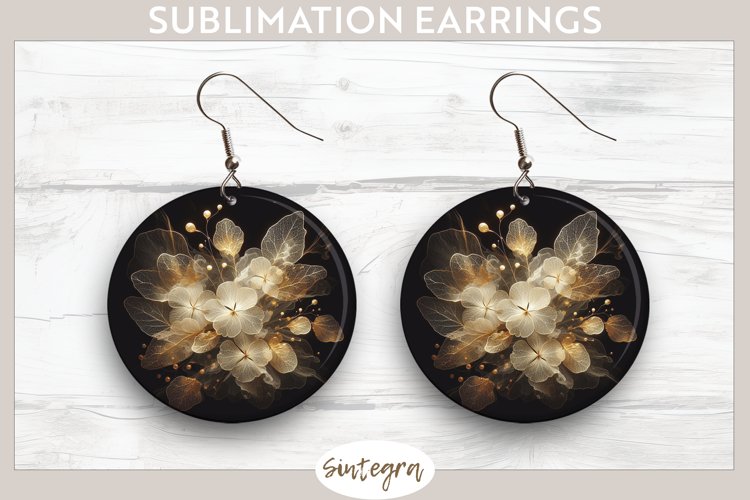 Glowing Periwinkles v7 Round Earrings Sublimation example image 1
