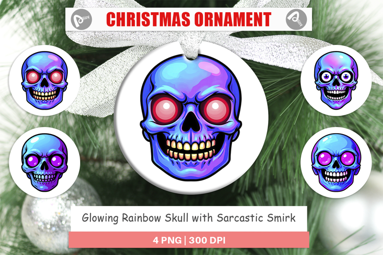 Ornament Rainbow Skull Smirk