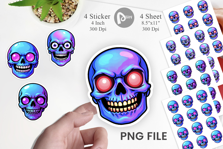 Rainbow Skull Smirk Sticker