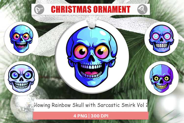 Ornament Rainbow Skull Smirk
