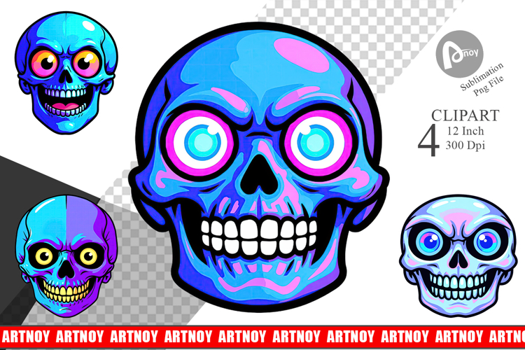Rainbow Skull Smirk Clipart