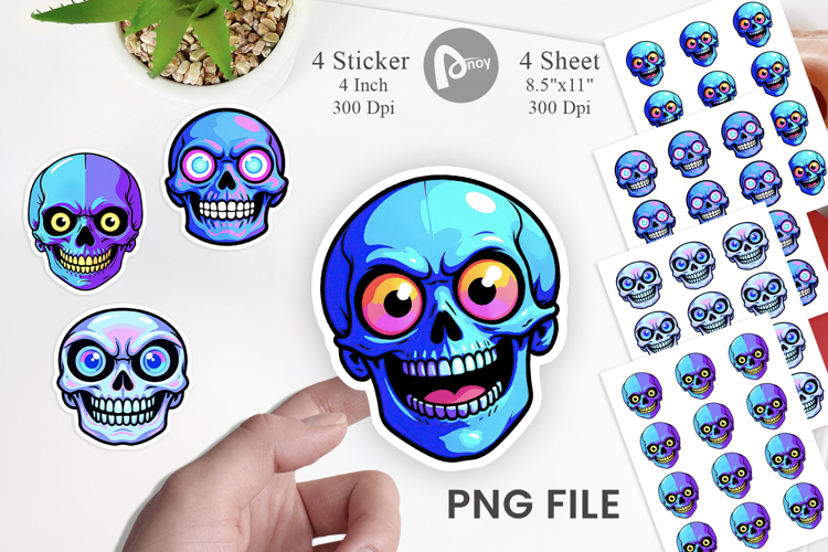 Rainbow Skull Smirk Sticker