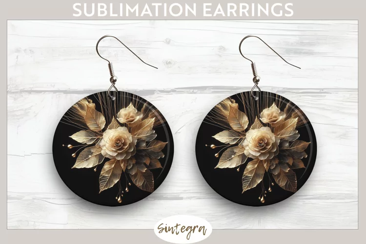 Glowing Roses v2 Round Earrings Sublimation