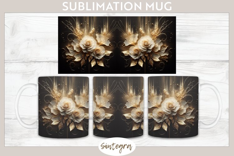 Glowing Roses v4 Mug Wrap Sublimation example image 1