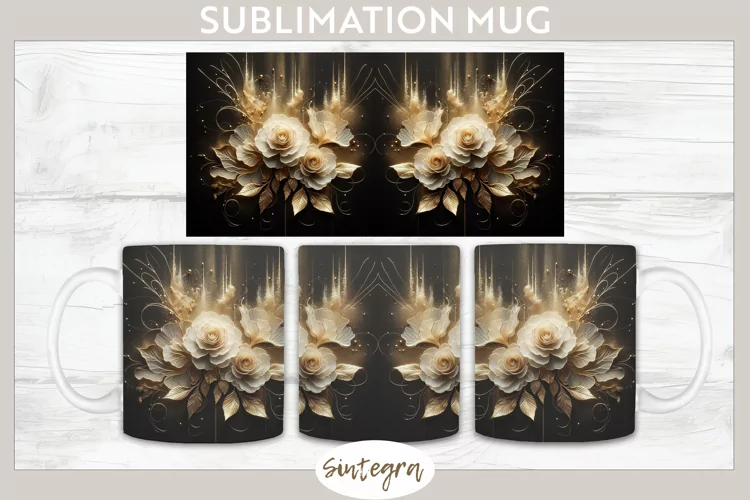 Glowing Roses v4 Mug Wrap Sublimation
