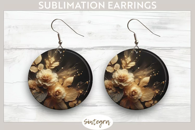 Glowing Roses v5 Round Earrings Sublimation