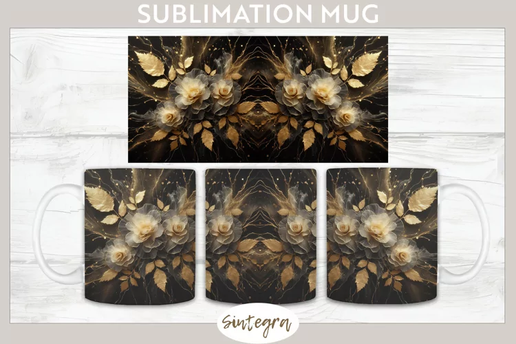 Glowing Roses v6 Mug Wrap Sublimation