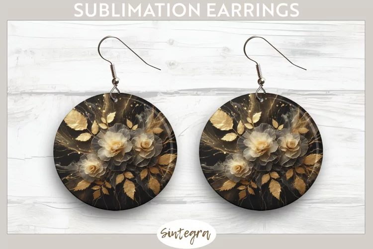 Glowing Roses v6 Round Earrings Sublimation