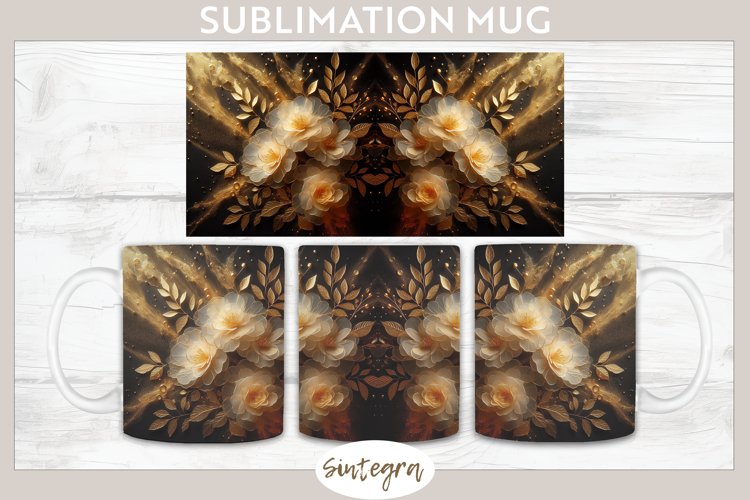 Glowing Roses v7 Mug Wrap Sublimation example image 1