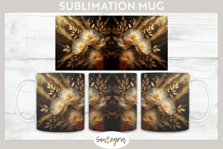 Glowing Roses v7 Mug Wrap Sublimation