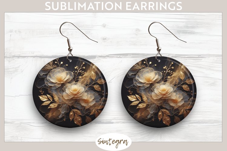 Glowing Roses v8 Round Earrings Sublimation example image 1