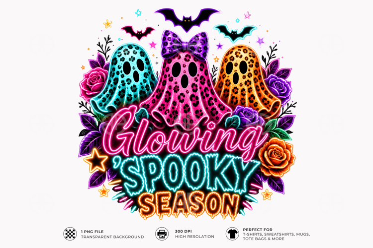 Glowing Spooky Season Halloween Sublimation T-Shirt Design
