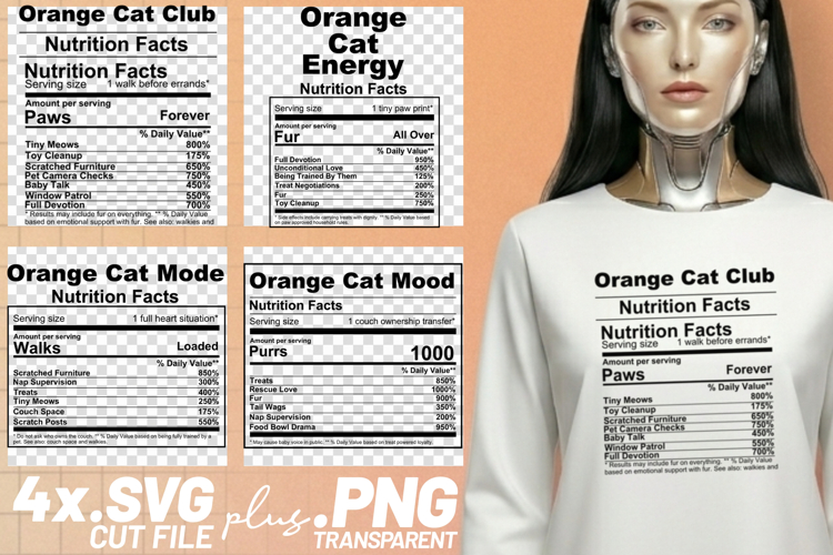 4x Funny Quotes Orange Cat Club Energy Mode SVG Cut Files