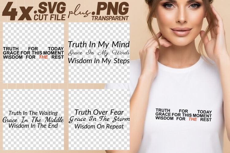 4x Truth Over Fear Grace Wisdom SVG Cut Files Cricut