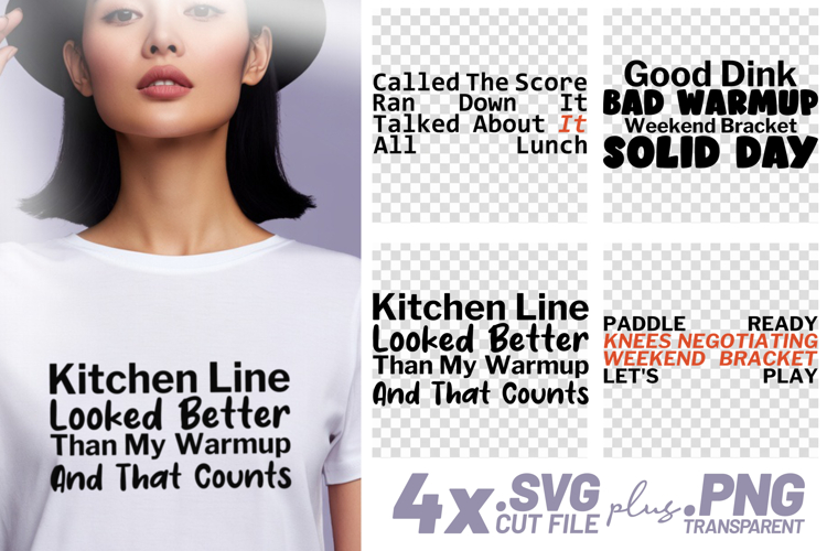 4x Pickleball Quotes Good Dink Paddle Ready SVG Cut Files
