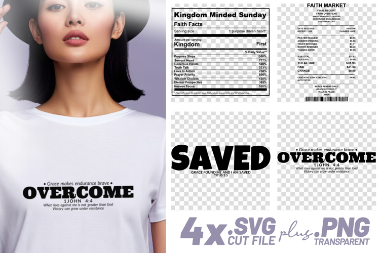 Kingdom Minded Sunday SVG Bundle Saved Overcome Faith example image 1