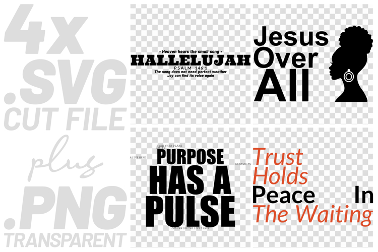 4x Christian Quotes Hallelujah Trust SVG Cut Files Jesus example image 1