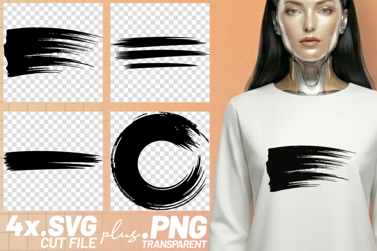 4x Brush Stroke SVG Zen Distressed PNG EPS Cut Files Cricut