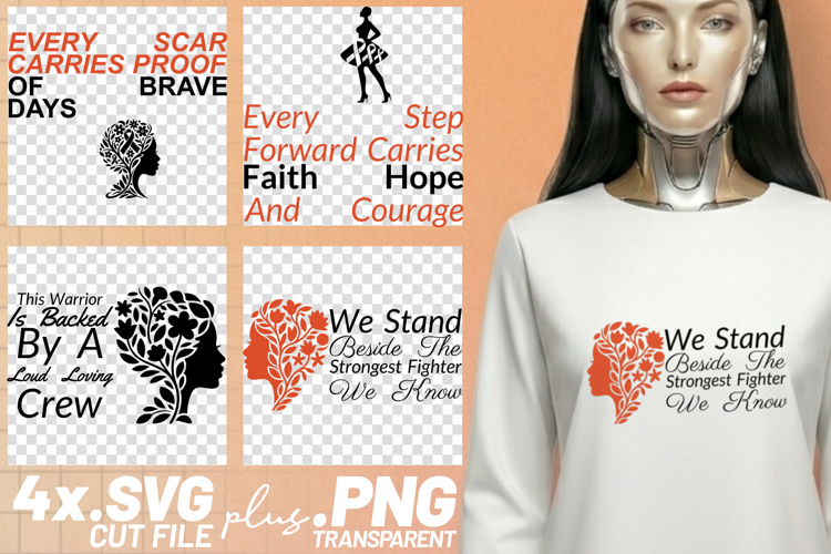 4x Breast Cancer Awareness Brave Proof Quotes SVG Cut Files