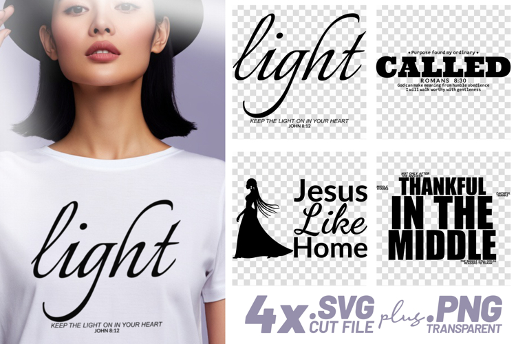 4x Christian Quotes Called Jesus SVG Cut Files Thankful Home example image 1