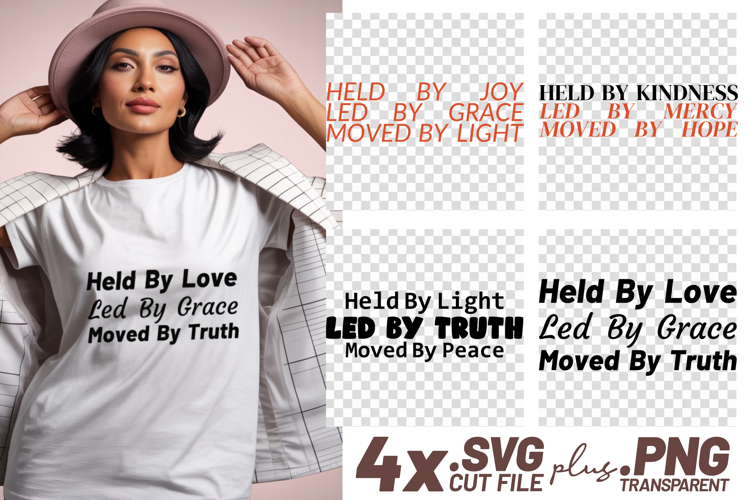 4x Held By Joy Kindness Light Love SVG Cut Files Cricut