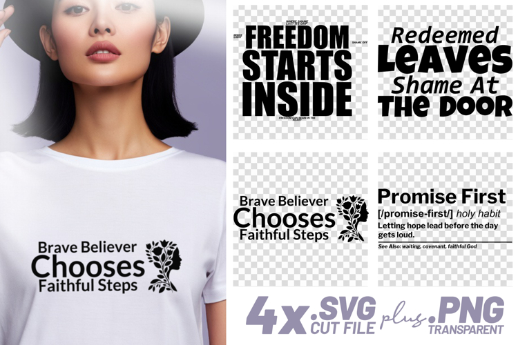 4x Christian Quotes Promise First SVG Cut Files Grace Faith example image 1