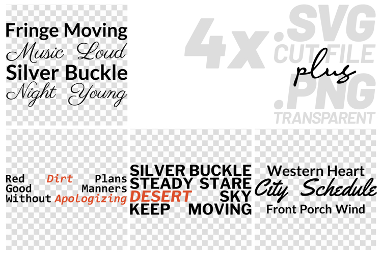 4x Inspirational Quotes Red Dirt Plans Silver Buckle SVG Cut